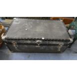 A Vintage Travelling Trunk Containing Woollen Mat and Blazer, 91cms Wide