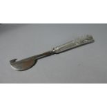 A William IV Silver Handled Orange Peeler by Joseph Willmore. Hallmark Present but Rubbed