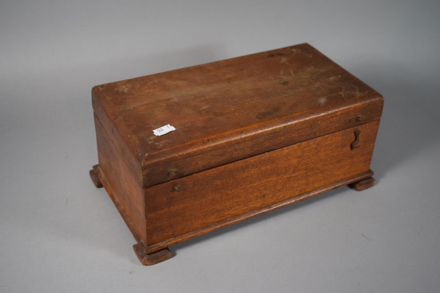 A Late 19th Century Mahogany Work Box, Missing Inner Tray, Bracket Feet, 34.5cm Wide