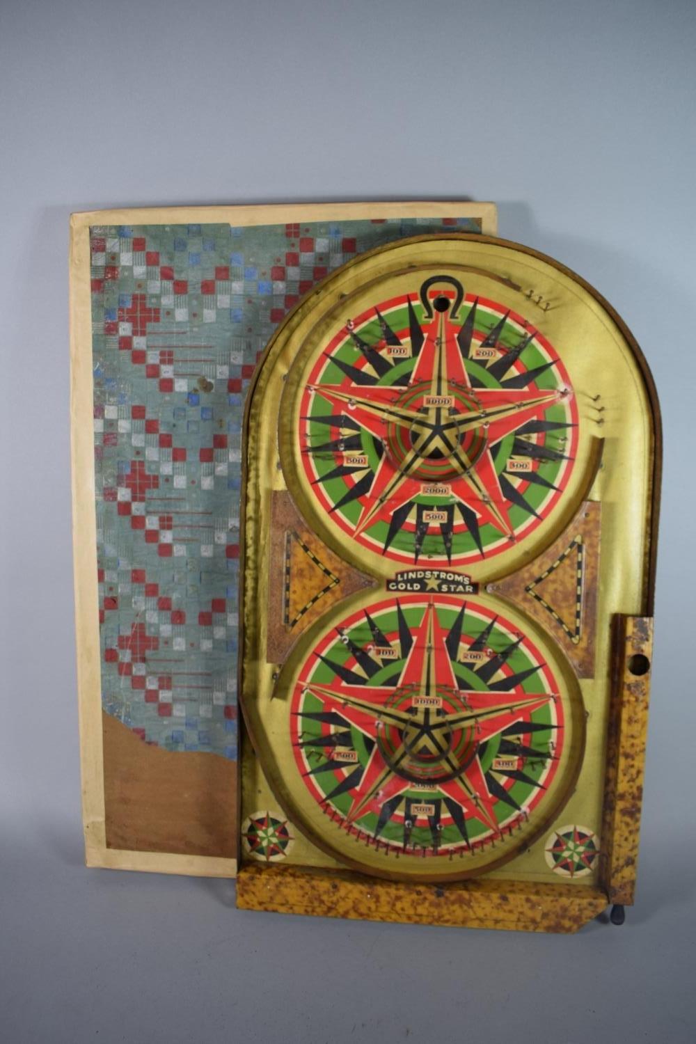 A Vintage American Tin Plate Bagatelle Game, 'Gold Star' by Lindstrom. Instructions Verso. 60.5cm. - Image 3 of 3