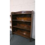 A Vintage Oak Four Shelf Galleried Waterfall Bookcase, 76cm Wide.