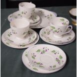 A Collection of Shelley 'Campanula' Teawares Comprising of Three Cups, Four Saucers, Four Side