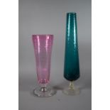 Two Large Coloured Glass Vases, 50cm and 38cm High.