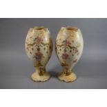 A Pair of Crown Devon Blush Ivory Ovoid Vases, 27.5cm High