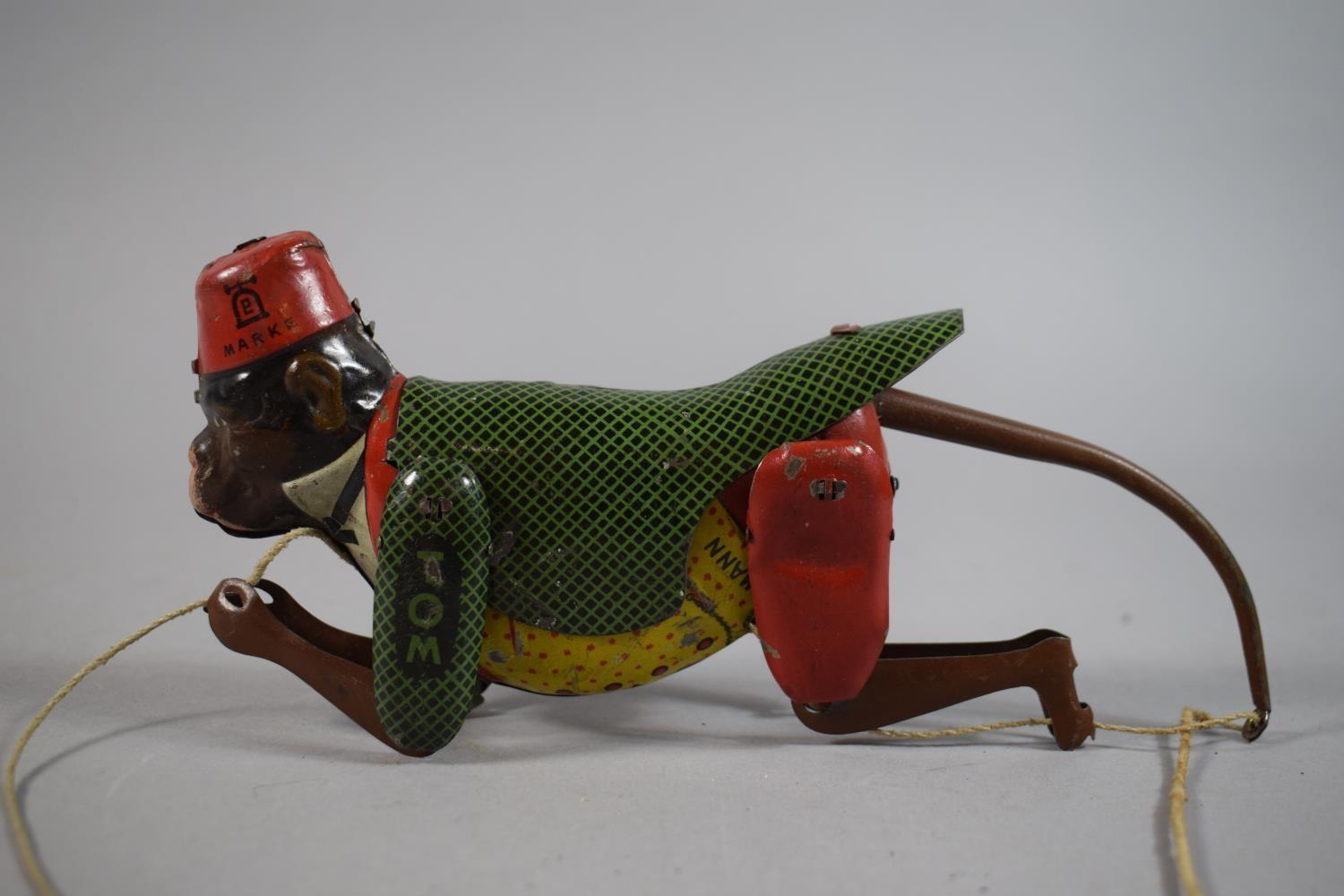 A German Tin Plate Climbing Monkey Toy 'Tom No.385' by Lehmann. - Image 6 of 7