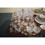 A Tray of Glass Ornaments, Wine Saver Corks etc.