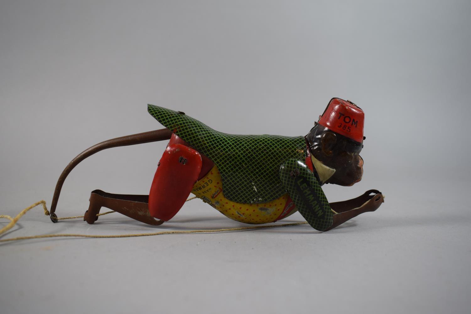 A German Tin Plate Climbing Monkey Toy 'Tom No.385' by Lehmann. - Image 7 of 7