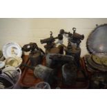 A Tray Containing Four Vintage Blow Lamps and a Brass Clockwork Meatjack.