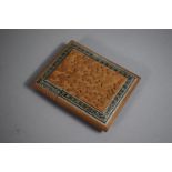 A Carved Sandalwood Card Case with Mother of Pearl Mosaic Banding, 10.5cm High.