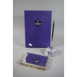 A Boxed Edinburgh Crystal Stationary Set/Writing Set to Include Glass Paperweight/Pen Holder, Pen