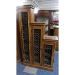 A Stepped Storage Display Cabinet with Ironwork Panels to Doors. Indonesian Hardwood, 75cm x 133cm.
