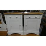 A Pair of White Painted Pine Bedside Cabinets (One AF), 49cm Wide.