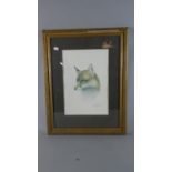 A Gilt Framed Limited Edition Print of a Fox by Patrick Oxenham, No 110/500. 36cm x 24cm.