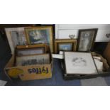 Two Boxes of Various Pictures, Prints and Vintage Photographs.