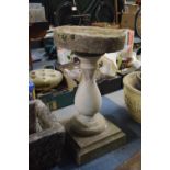 A Reconstituted Stone Garden Sundial Stand of Vase Form. 64cm High.