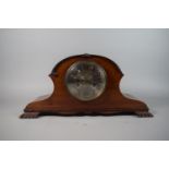 An Art Nouveau German Walnut Mantel Clock with 8 Day Movement by Jahresuhren. (Missing Pendulum