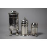 A Collection of Three Pepper Pots to Include a Chester Hallmarked example with Pierced Decoration
