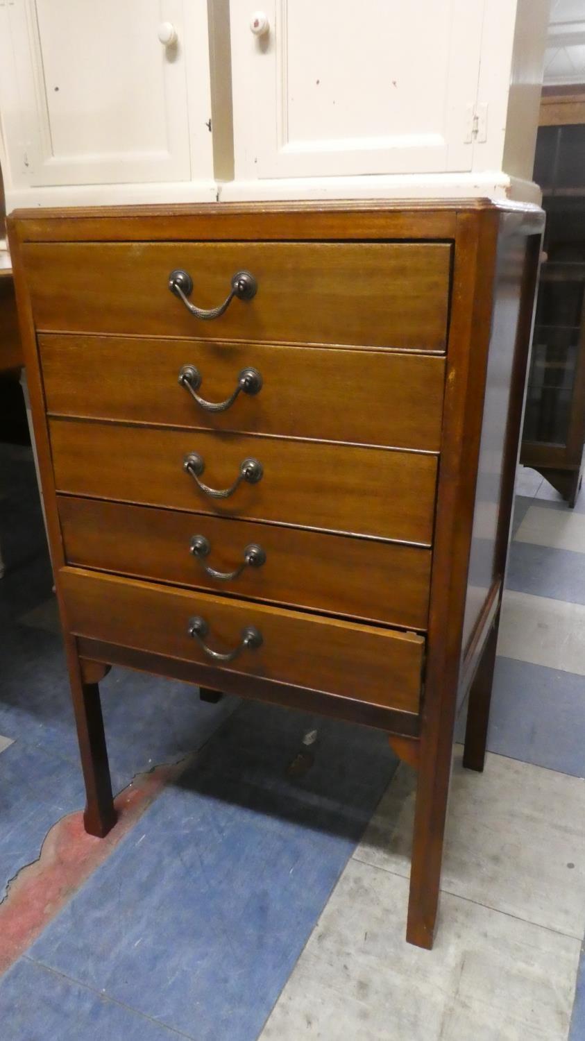 An Edwardian Mahogany Five Drawer Music Cabinet, 50cm Wide.