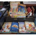 A Box of Various Vintage Children's Books and Annuals to Include Rupert, Alice's Adventures, Louis