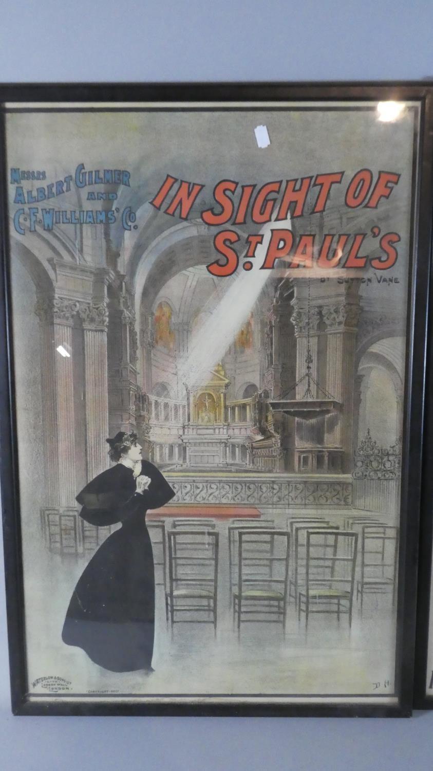 A Pair of Framed Dudley Hardy Theatre Posters for 'How London Lives' and 'In Sight of St Paul's'. - Image 3 of 3