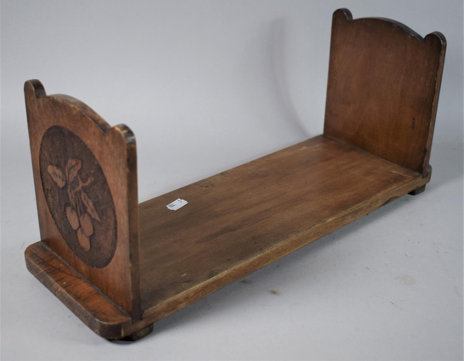 An Edwardian Poker Work Mahogany Book Stand Decorated with Cherries. 48cm Wide.