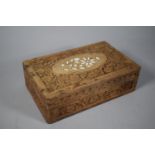 A Hardwood Indian Box with Carved & Inlaid Decoration, 20cm Wide.