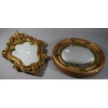 A Reproduction Gilt Framed Mirror with Moulded Decoration in the French Rococo Style Together with a