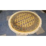 A Modern Circular Patterned Rug on Yellow Ground.