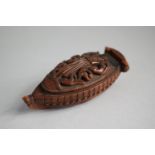 A Good Carved Coquilla Nut Snuff Box made to Commemorate Death of Napoleon. Depicting His Body