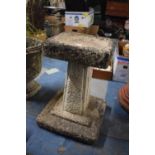 A Reconstituted Stone Bird Bath on Stepped Plinth Base. 48cm High.