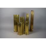 A Collection of Six WWII Brass Shell Cases, Tallest 35.5cm.