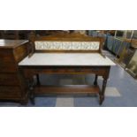 A Late Victorian/Edwardian Marble Topped Tiled Back Washstand with Stretcher Shelf