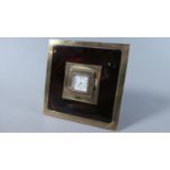 A Modern Brass Framed Easel Back Watch Holder, with Antichoc Movement, 10cms Square