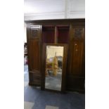 An Edwardian Mahogany Triple Mirror Fronted Wardrobe with Two Base Drawers