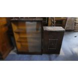 A Glazed Bookcase and Oak Cabinet with Hinged Lid