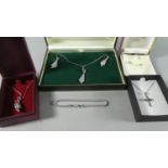 A Collection of Silver Costume Jewellery to Include Enamelled Necklace, Bracelet, Earrings, Crucifix