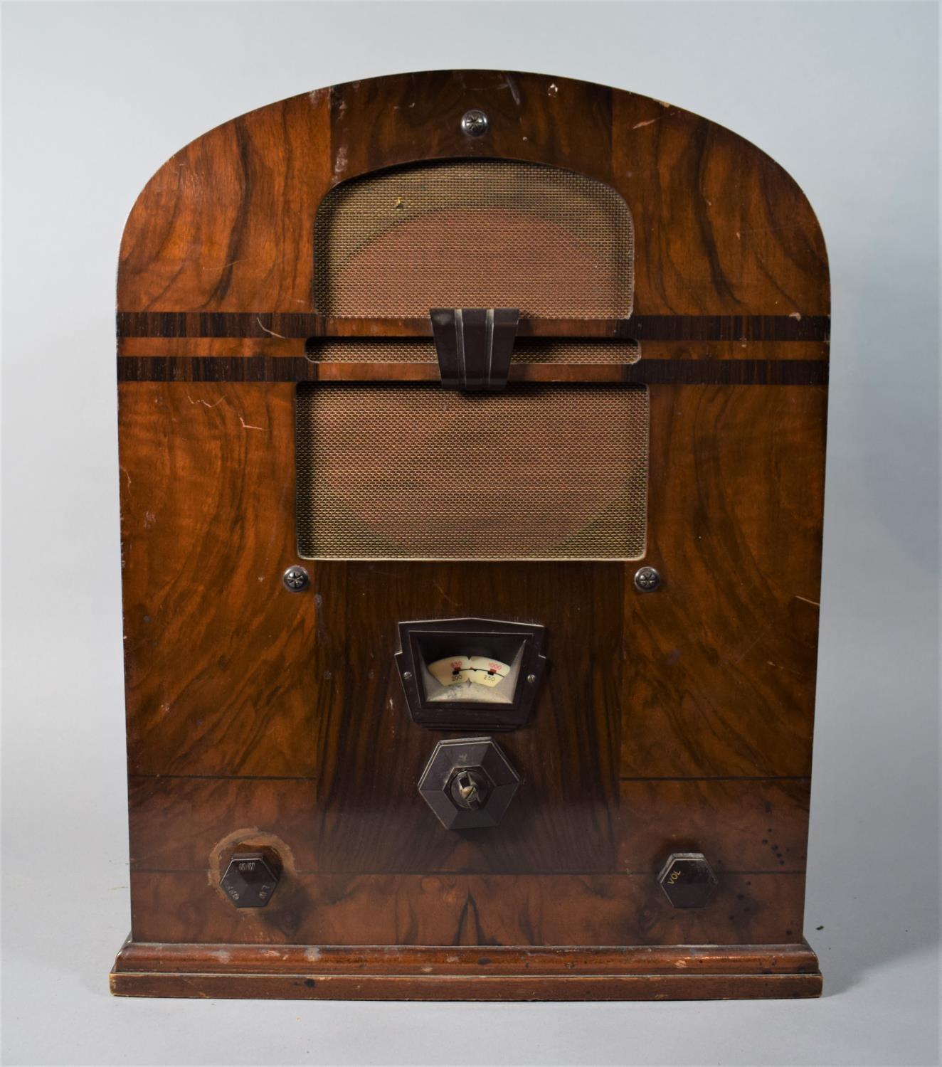 An Art Deco Walnut Cased Radio by Marconi, 48cms High