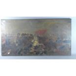 A Mounted but Unframed Naive Oil, Napoleonic Battle (Three Tears), 97cms Wide