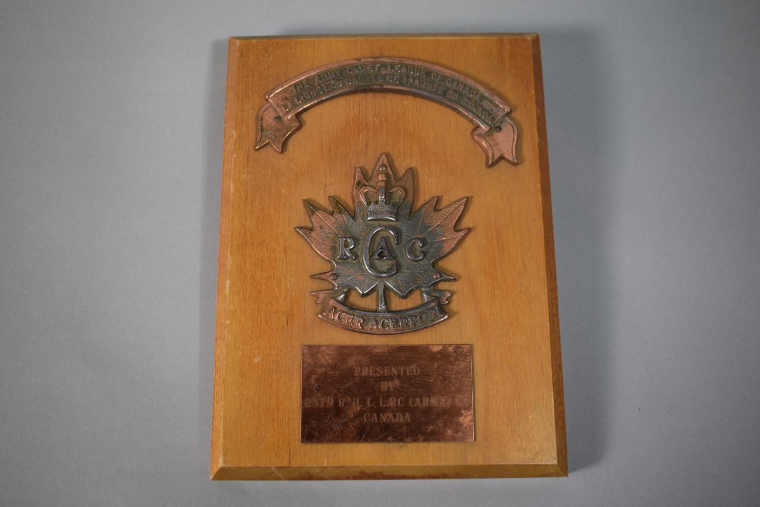 A Military Plaque for the Army Cadet League of Canada