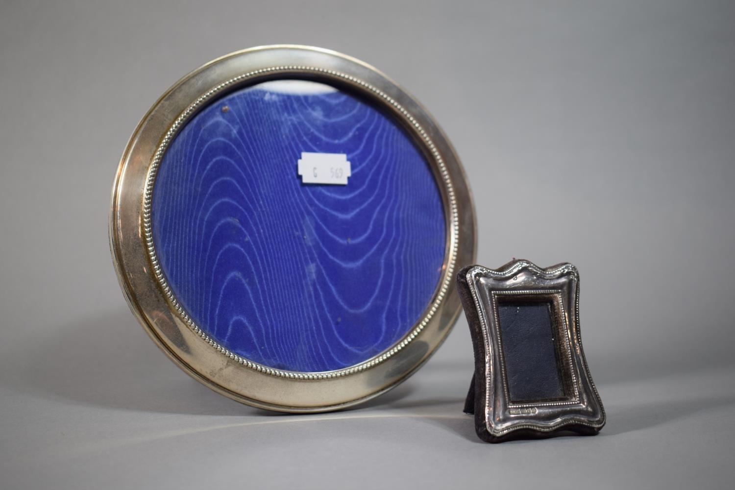 A Circular Silver Photo Frame, Birmingham Hallmark, 17cms Diameter, Together with a Smaller