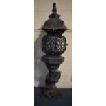 A Chinese Bronze Lantern on Circular Stand (In Need of Renovation and Repair), 115cms High