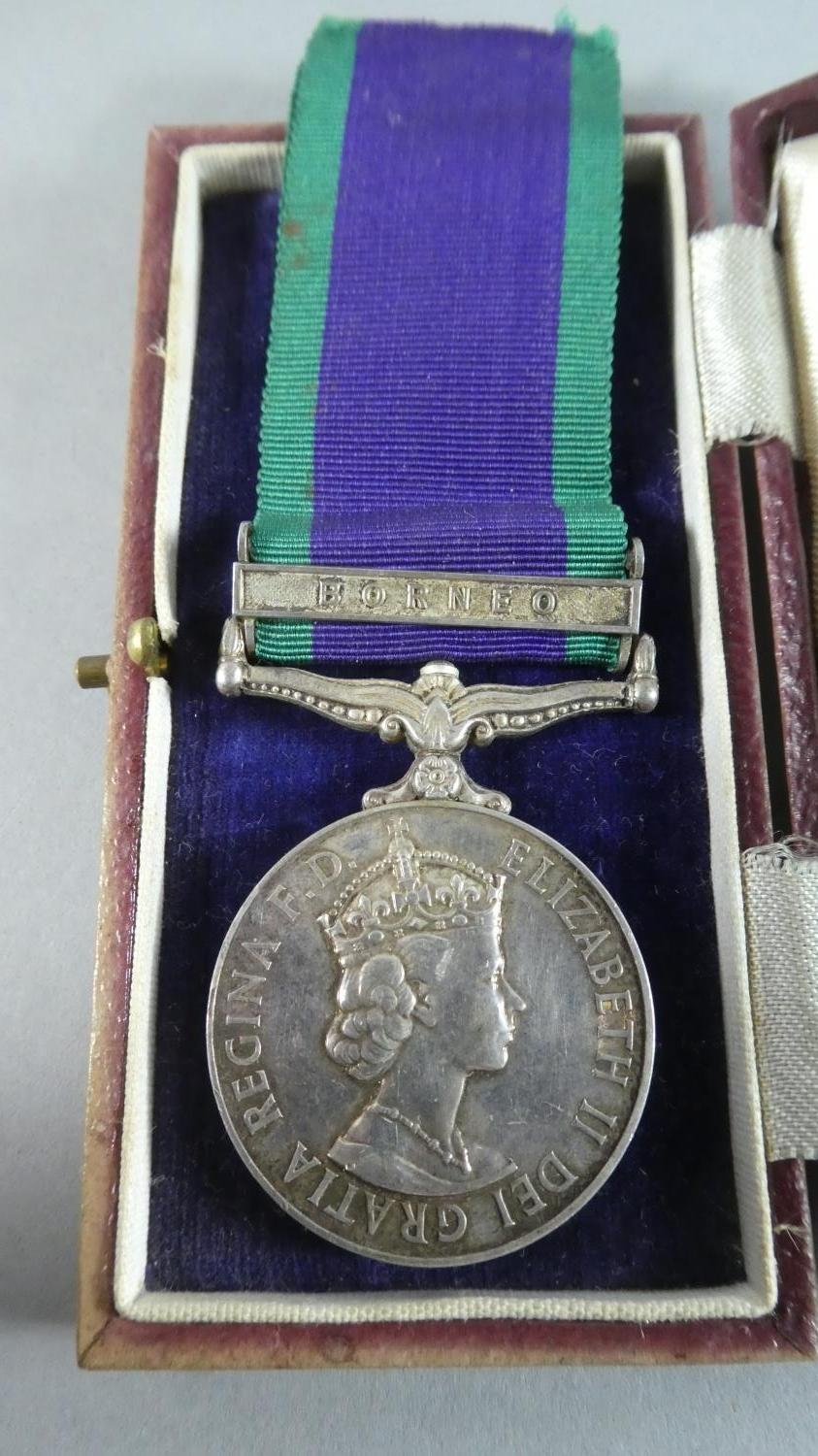 A Silver Campaign Service Medal with Borneo Bar Awarded to 23654274 PTE R. Adams, A & SH