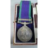 A Silver Campaign Service Medal with Borneo Bar Awarded to 23654274 PTE R. Adams, A & SH