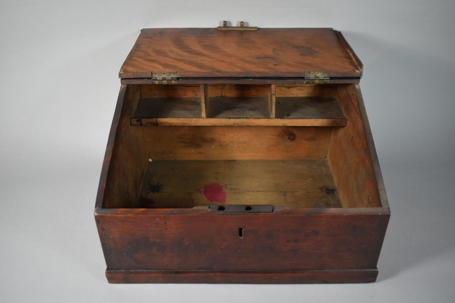 A 19th Century Clerks Writing Slope with Hinged Lid to Fitted Interior, 43cms Wide - Image 2 of 3