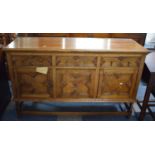 An Edwardian Oak Mirror Back Sideboard with Fielded Drawers and Panelled Doors, 141cm Wide