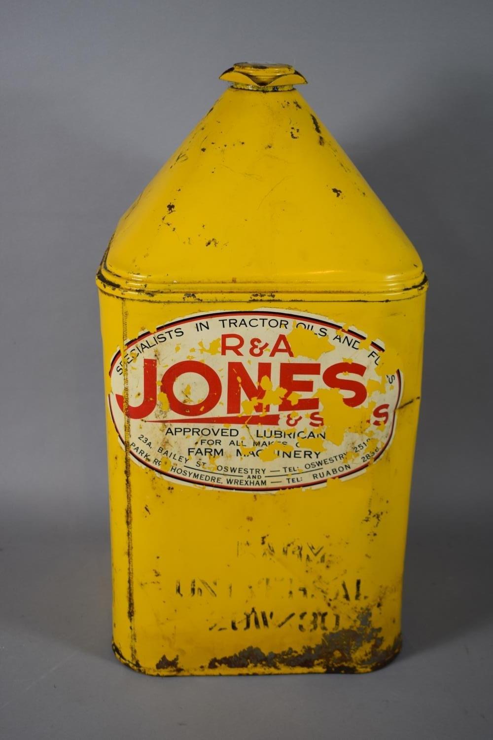 A Yellow Agricultural Oil Can, R.A. Jones, Oswestry