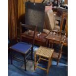 A Collection of Small Furniture to Include Occasional Table, Stool, Bedroom Chair, Screen Etc.