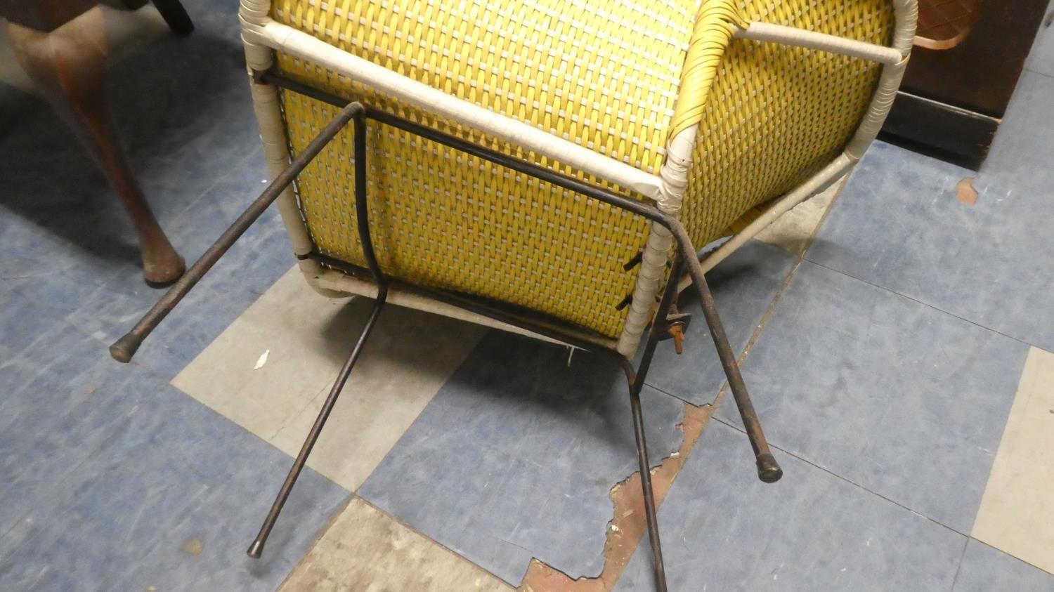 A Retro Woven Tub Chair on Metal Frame - Image 2 of 2