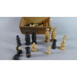 A Vintage Wooden Chess Set, Most Pieces Chewed. King - 7.5cms