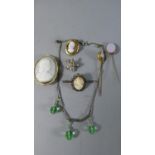 A Collection of Cameo Brooches and Pins with Other Costume Jewellery